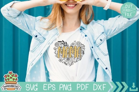 Flower Heart Svg, Mama Svg Design for Graphics and Crafts