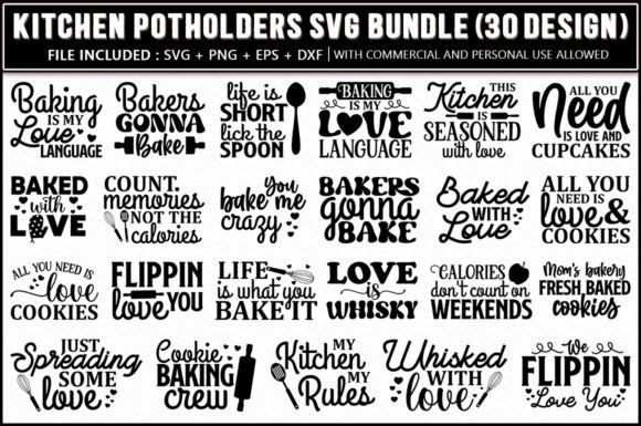 Kitchen Potholders SVG Bundle: Graphics and Crafts for Sellers
