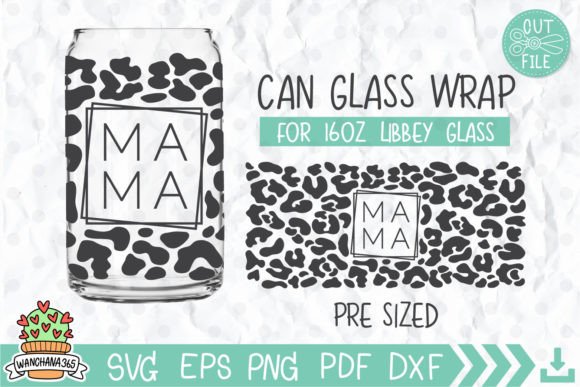 Mama Leopard Can Glass Wrap Graphics for Crafts