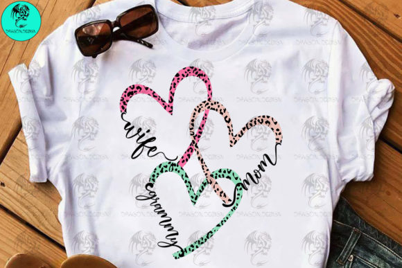 Wife, Mom, Grammy Hearts Graphics for Crafts